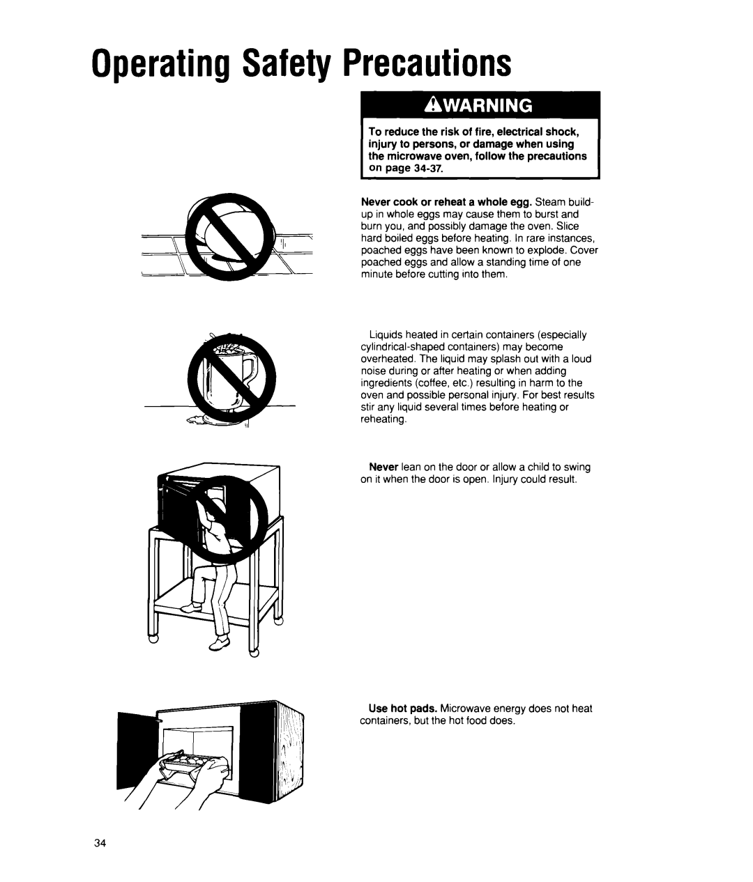 Whirlpool MT2150XW manual OperatingSafetyPrecautions 