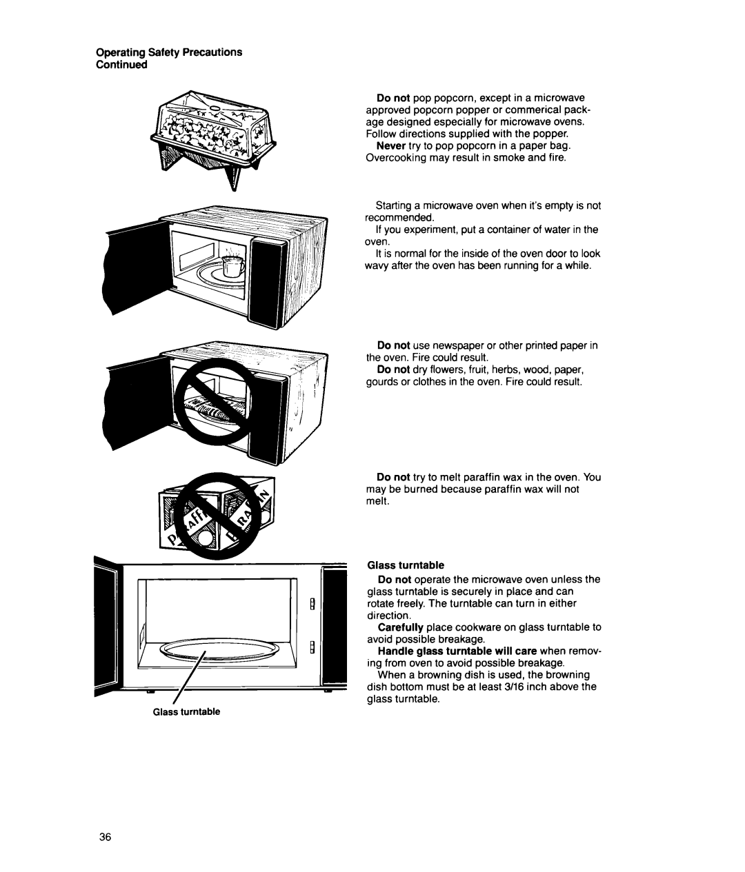 Whirlpool MT2150XW manual Operating Safety Precautions 