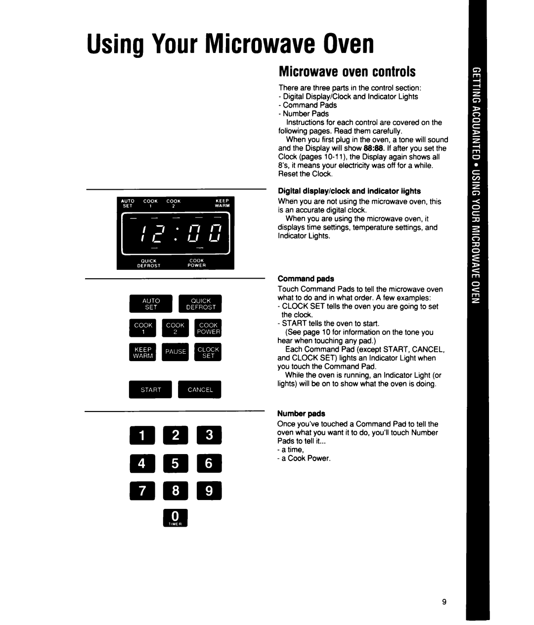 Whirlpool MT2150XW manual UsingYourMicrowaveOven, Microwave oven controls 