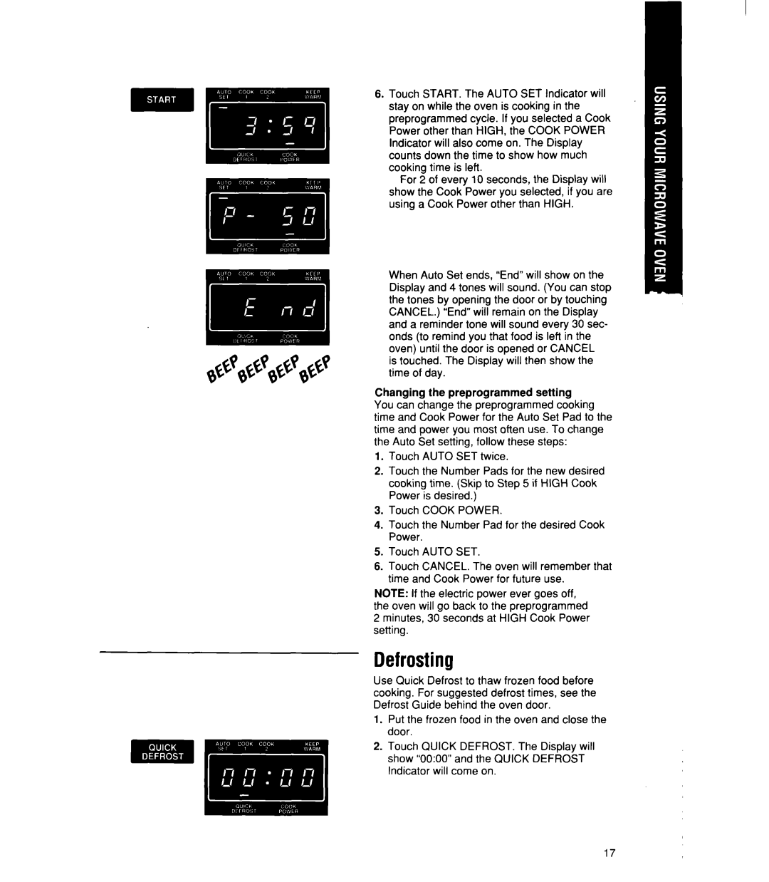 Whirlpool MT21OOCY user manual Defrosting 