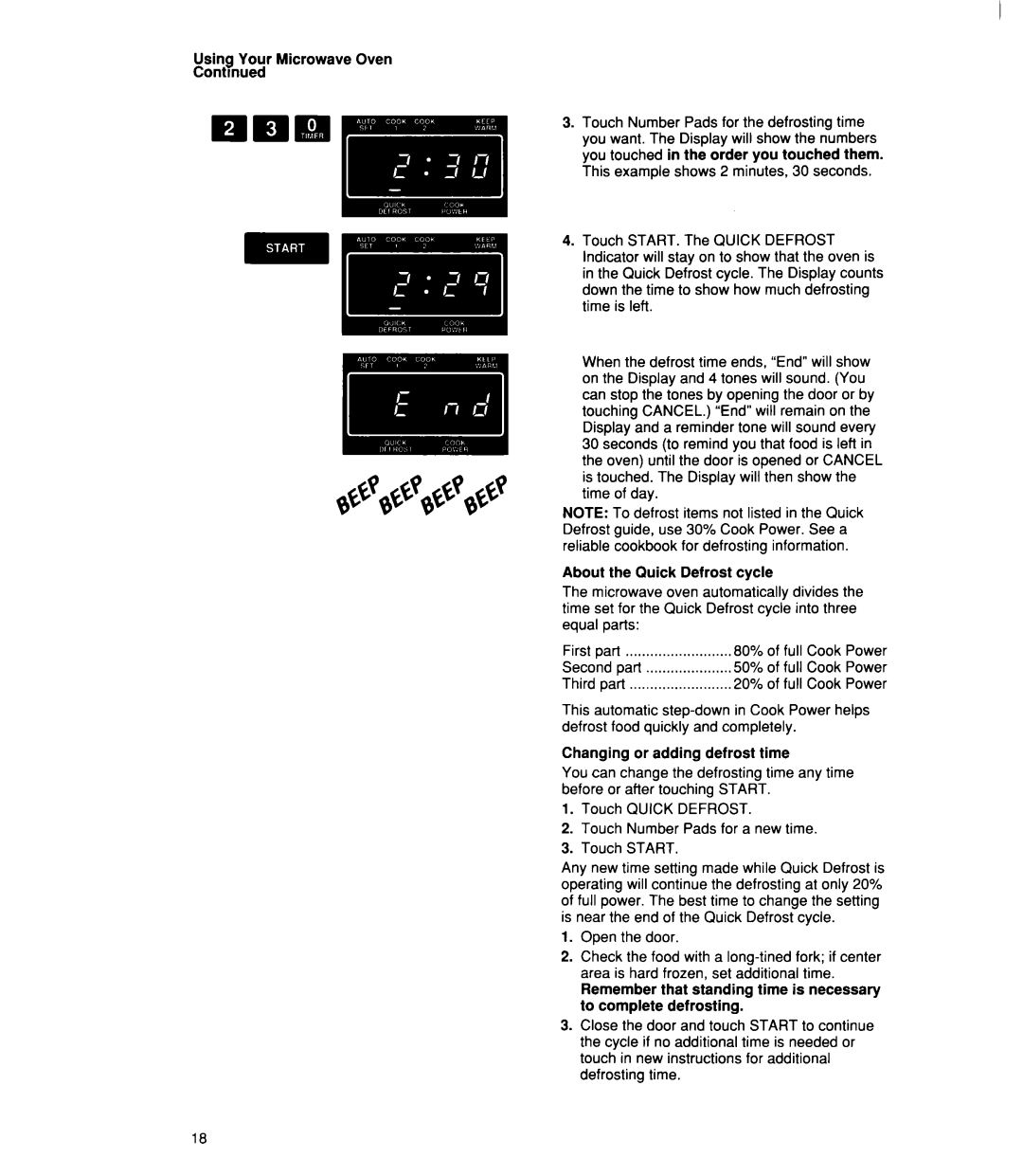 Whirlpool MT21OOCY user manual Using Your Microwave Oven Contmued 