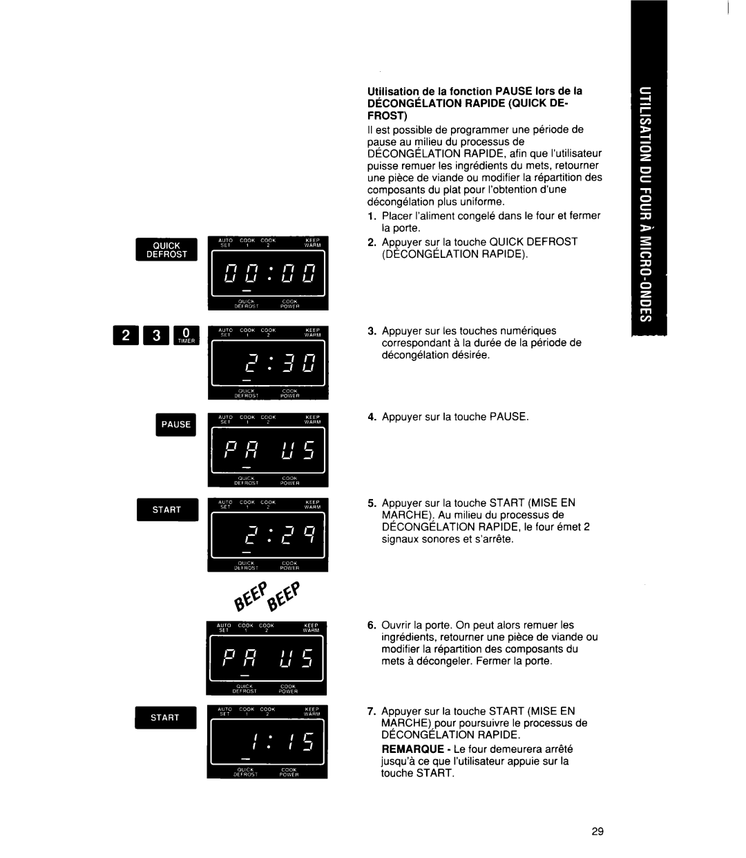 Whirlpool MT21OOCY user manual Frost, Decongelation Rapide 