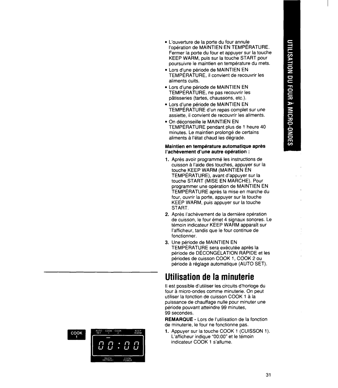 Whirlpool MT21OOCY user manual Utilisationde la minuterie, Start 