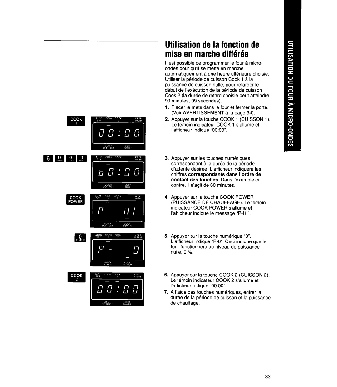 Whirlpool MT21OOCY user manual Utilisationde la fonctionde miseen marchediffMe 