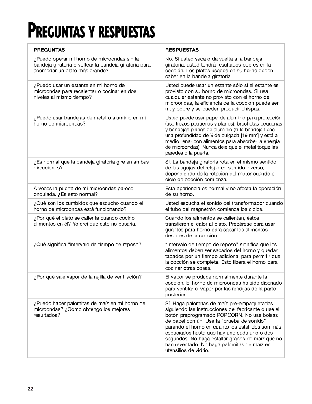 Whirlpool MT3130SH, MT3100SH installation instructions Preguntas Y Respuestas, Preguntas Respuestas 