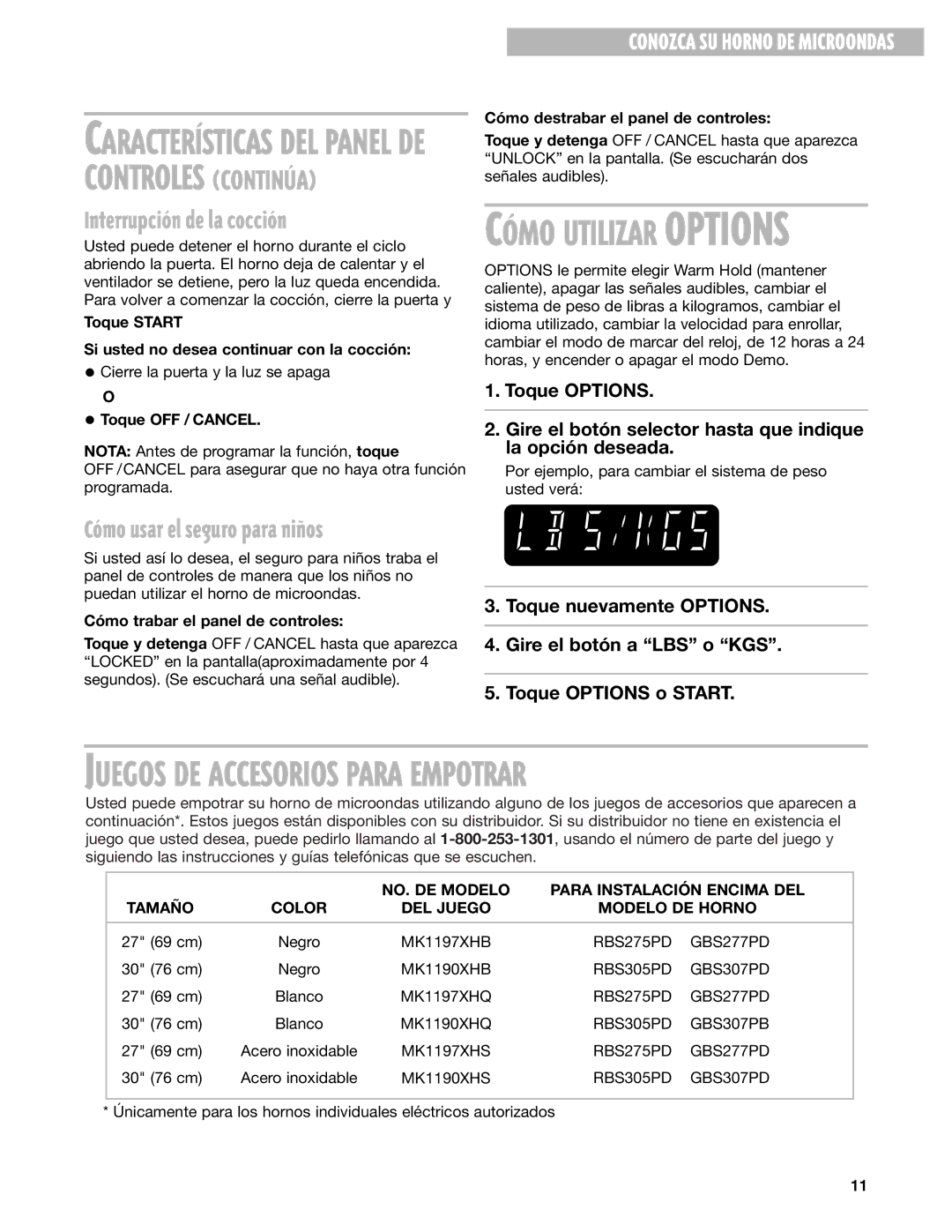 Whirlpool MT3185SH Interrupci-n de la cocci-n, Toque Start Si usted no desea continuar con la cocción, Toque OFF / Cancel 