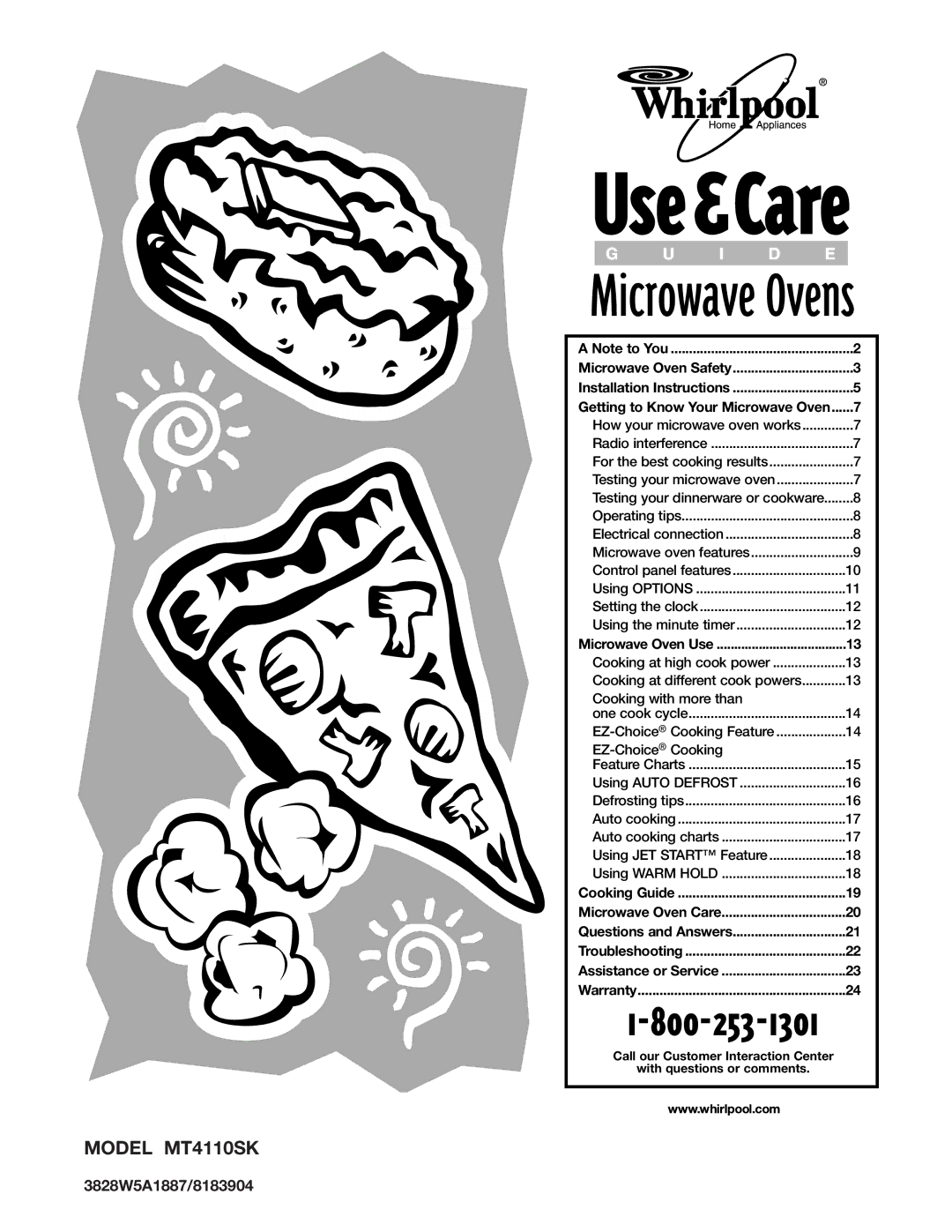 Whirlpool MT4110SK installation instructions Microwave Ovens, 3828W5A1887/8183904 