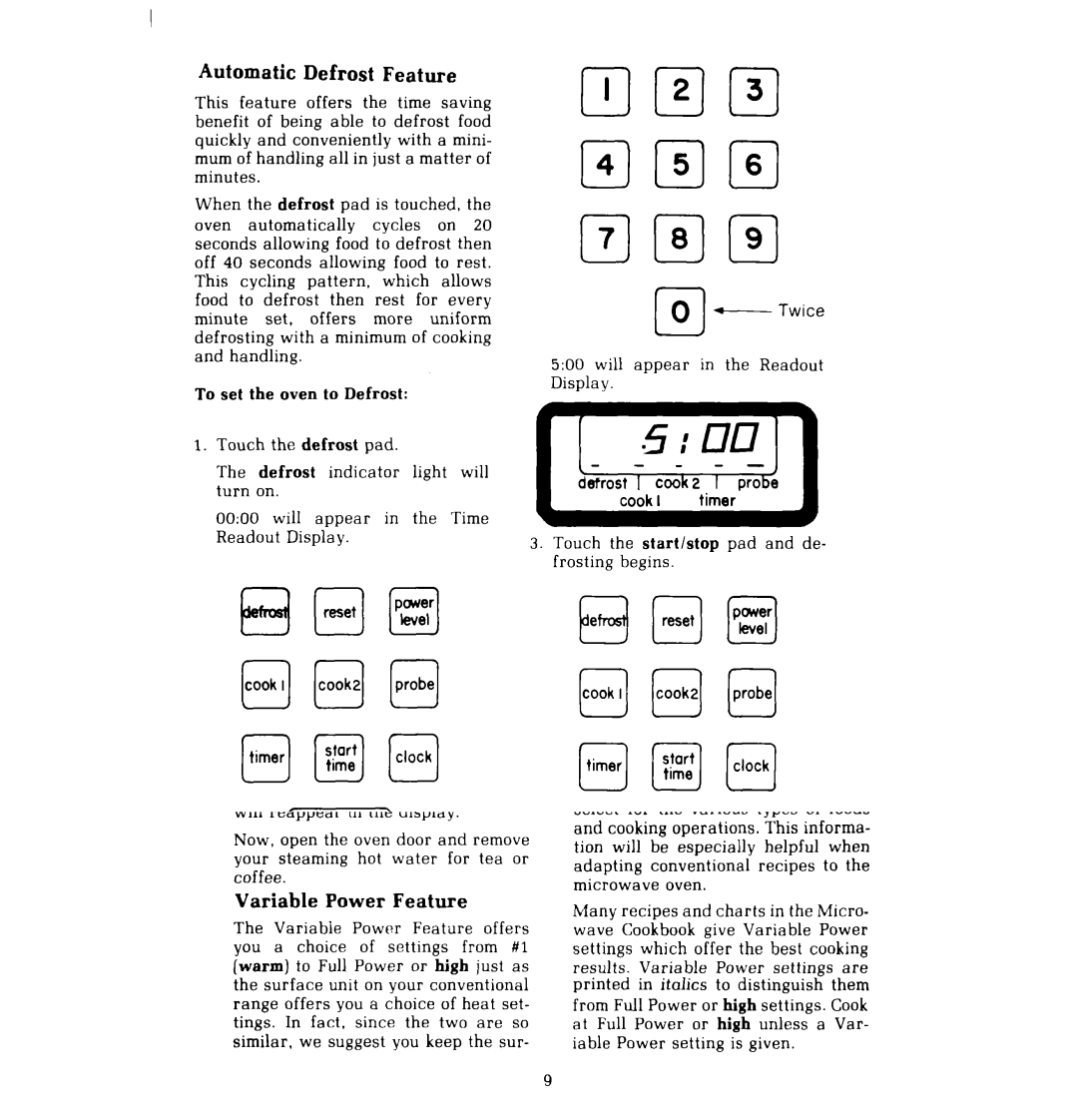 Whirlpool MT4110SP manual AutomaticDefrost Feature, Variable Power Defrosting 