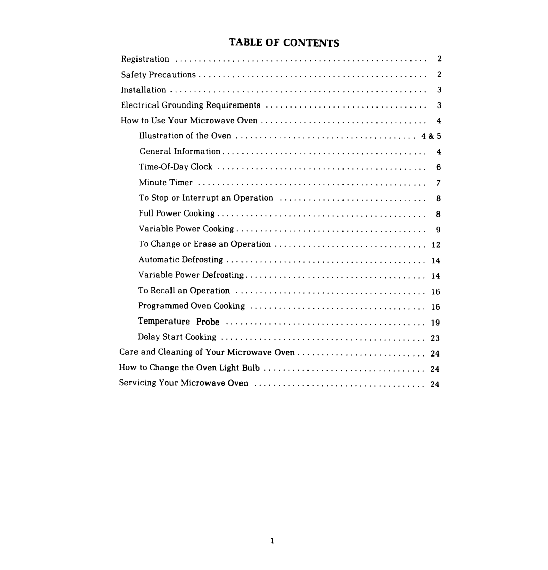 Whirlpool MT4110SP manual Table of Contents 