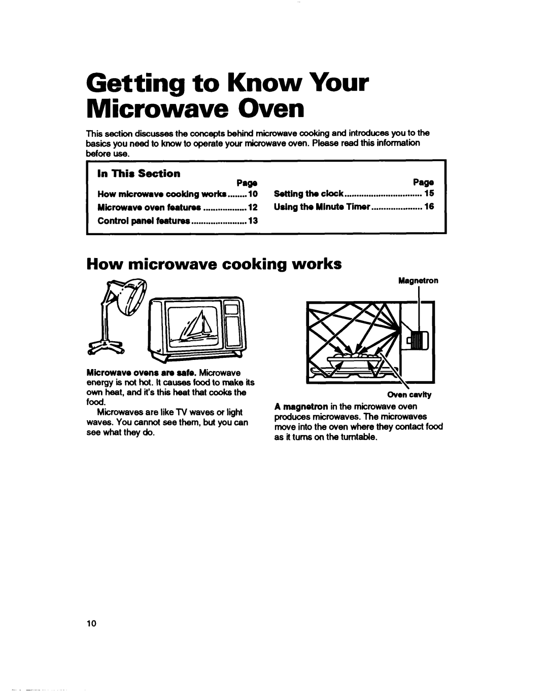 Whirlpool MT411IXB, MT2081XB Getting to Know Your Microwave Oven, How microwave cooking works, In Thir Section Pa!iPPage 