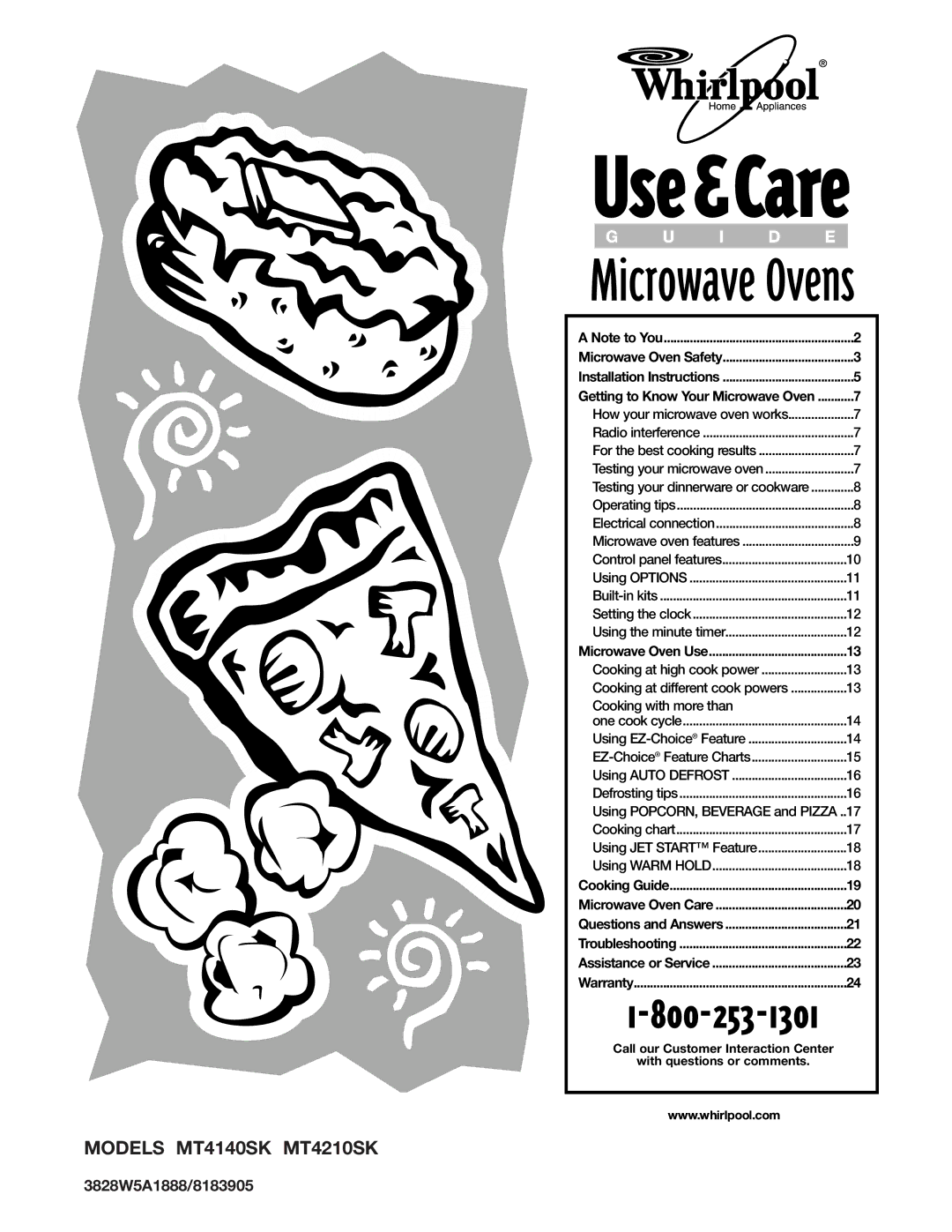 Whirlpool MT4210SK, MT4140SK installation instructions Microwave Ovens, 3828W5A1888/8183905 