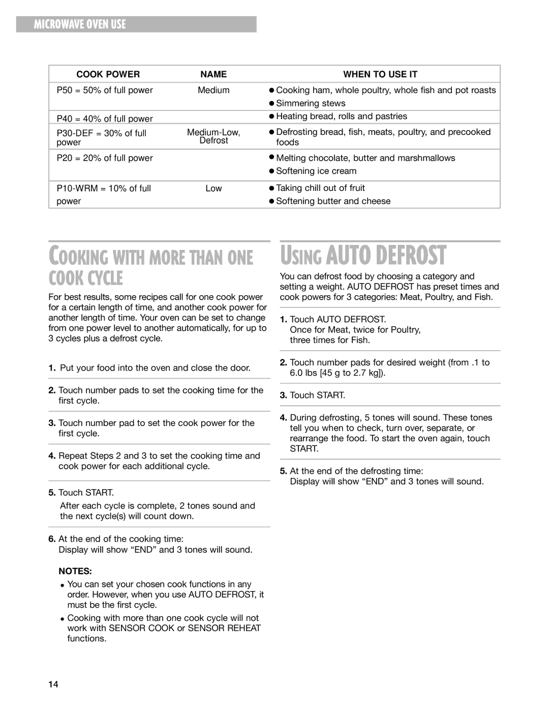 Whirlpool MT4145SK installation instructions Using Auto Defrost 