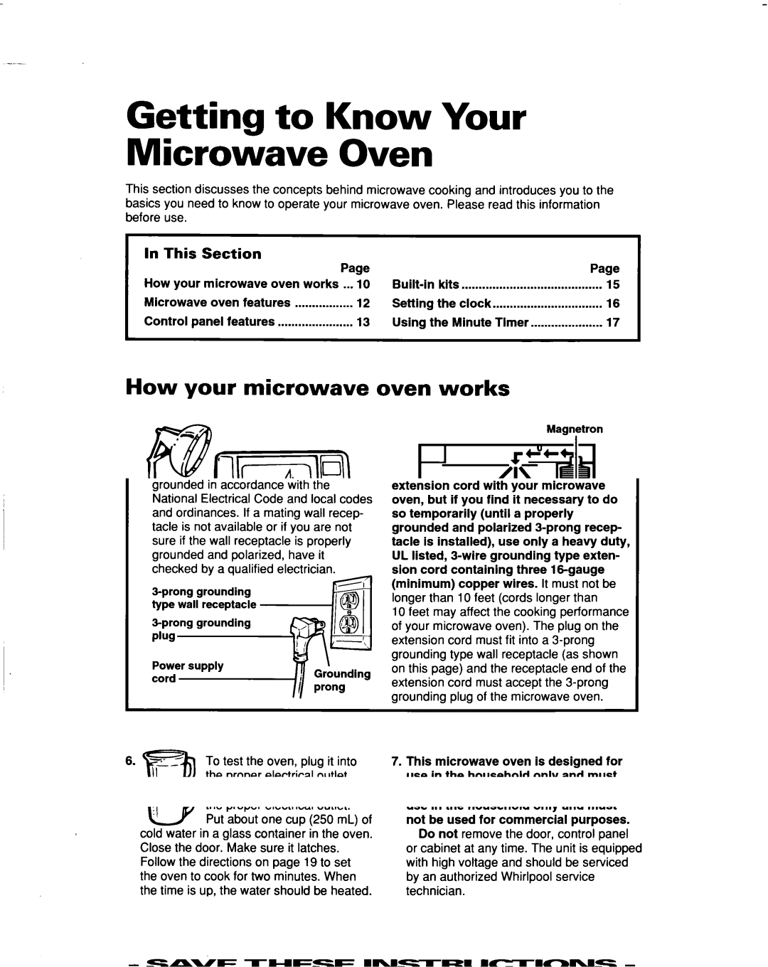 Whirlpool MT5120XAQ Getting to Know Your Microwave Oven, How your microwave oven works, This Section 