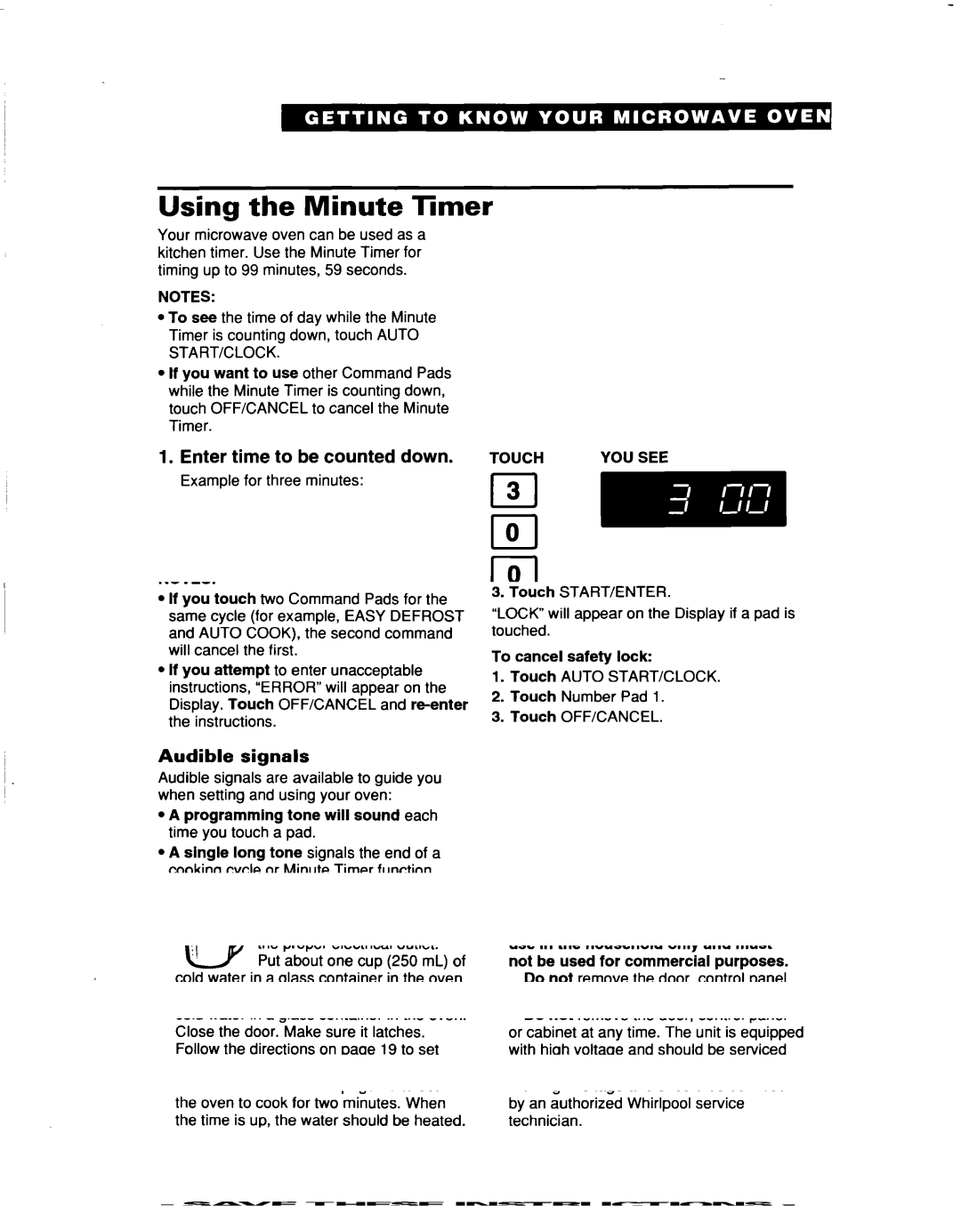 Whirlpool MT5120XAQ Using Minute Limer, Enter Time to Be counted Down, Start countdown, Touch, YOU see 