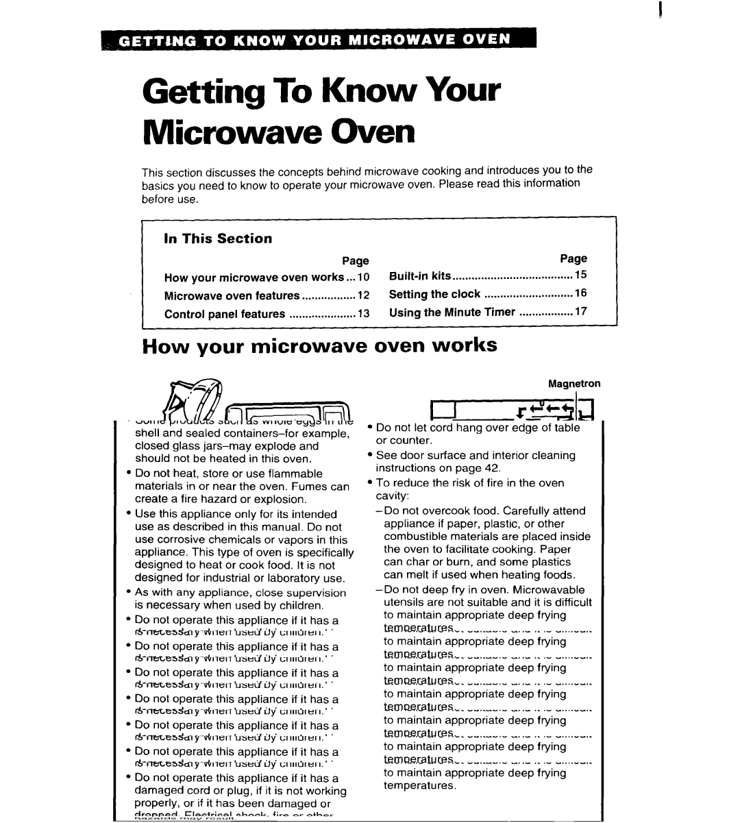 Whirlpool MT6120XBQ, MT6120XBB Getting To Know Your Microwave Oven, How your microwave oven works, This Section 