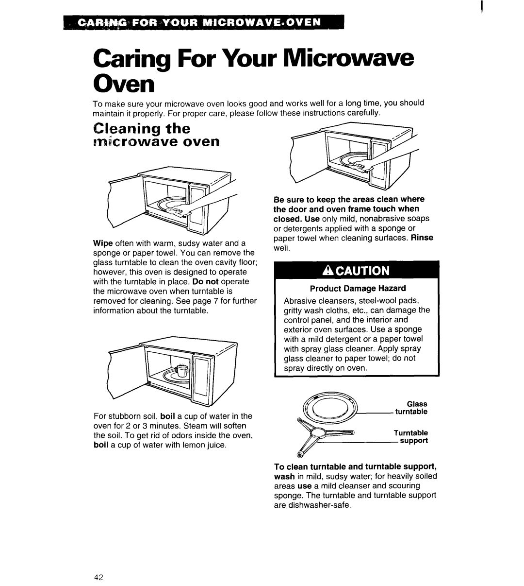 Whirlpool MT6120XBQ, MT6120XBB installation instructions Caring For Your Microwave Oven, Gleaming the amkrrwave oven 