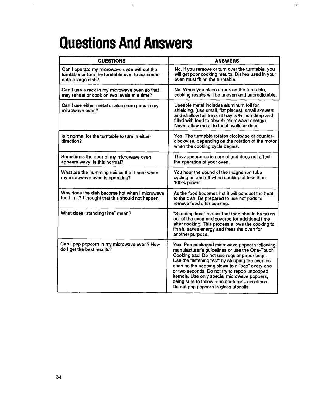 Whirlpool MT6901XW, MT6120XY, MT69OOXW manual QuestionsAndAnswers 