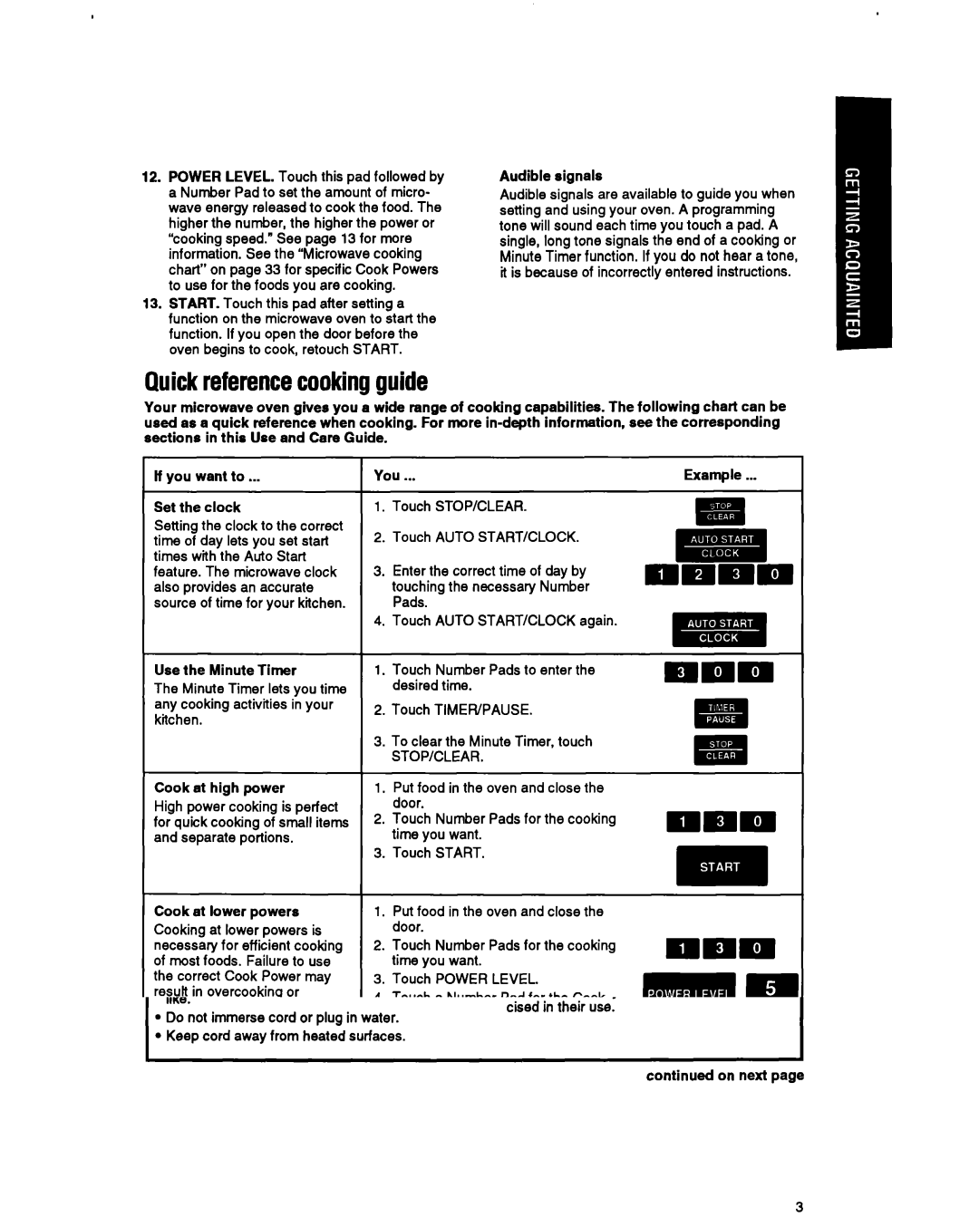 Whirlpool MT6901XW, MT6120XY, MT69OOXW manual Quickreferencecookingguide 