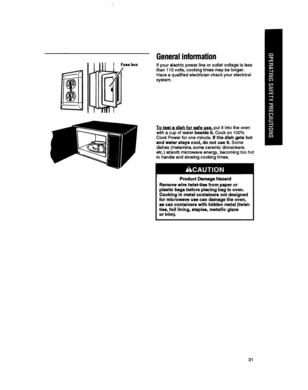 Whirlpool MT6901XW, MT6120XY, MT69OOXW manual Generalinformation 