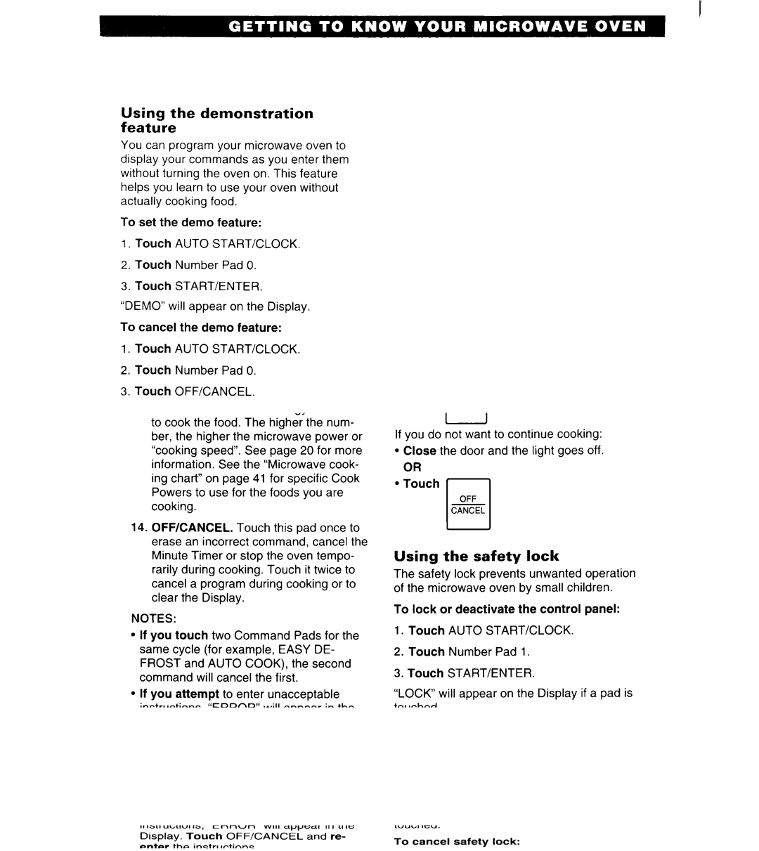 Whirlpool MT6125XBB/Q installation instructions Built-in kits, Using the demonstration feature 