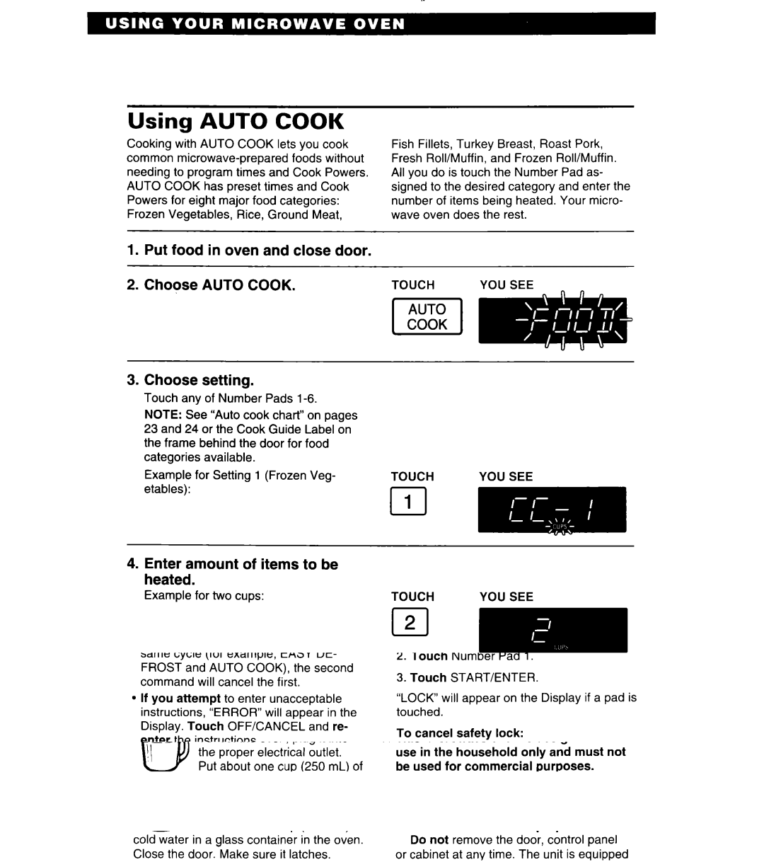 Whirlpool MT6125XBB/Q installation instructions Using Auto Cook, Enter amount of items to be heated 