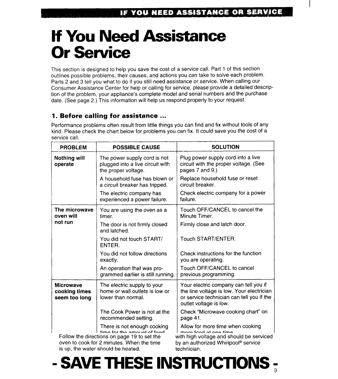 Whirlpool MT6125XBB/Q installation instructions If You Need Assistance Or Service, Before calling for assistance 