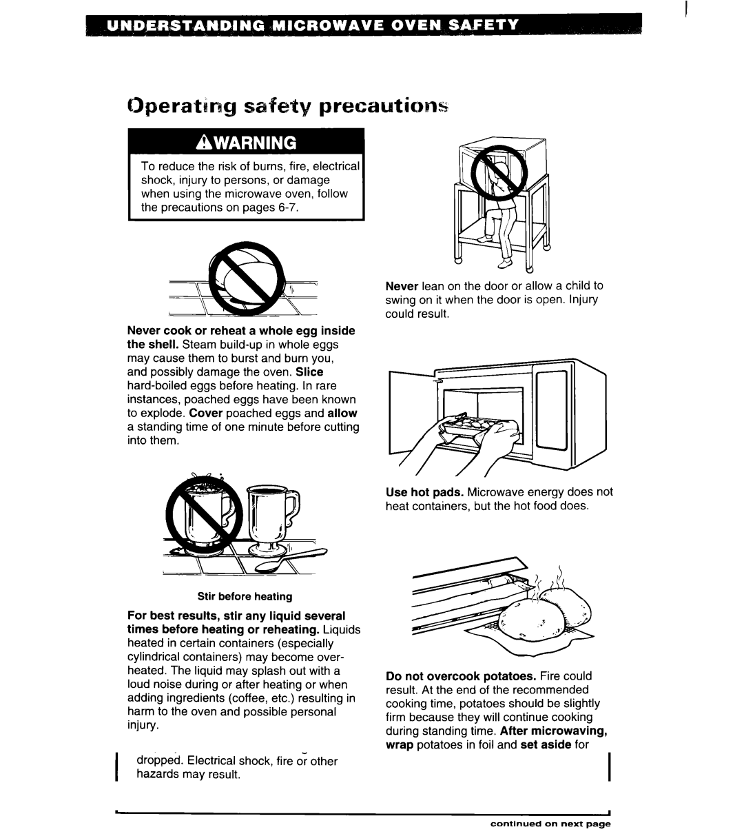 Whirlpool MT6125XBB/Q installation instructions Stir before heating 