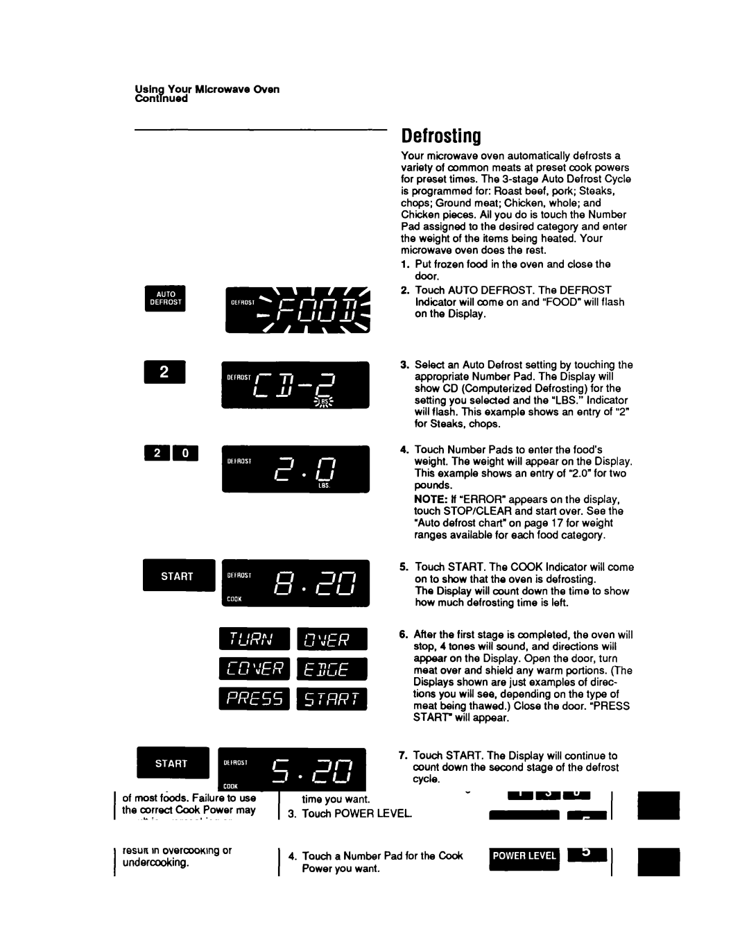 Whirlpool MT6900XW manual Defrosting, Usln Your Mlcrowave Oven Cant Bnued 