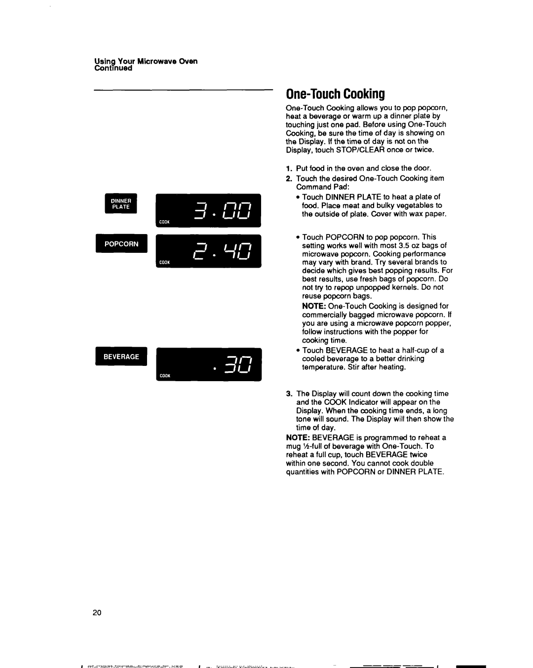 Whirlpool MT6900XW manual One-TouchCooking, Ezt Yzy Microwave Oven 