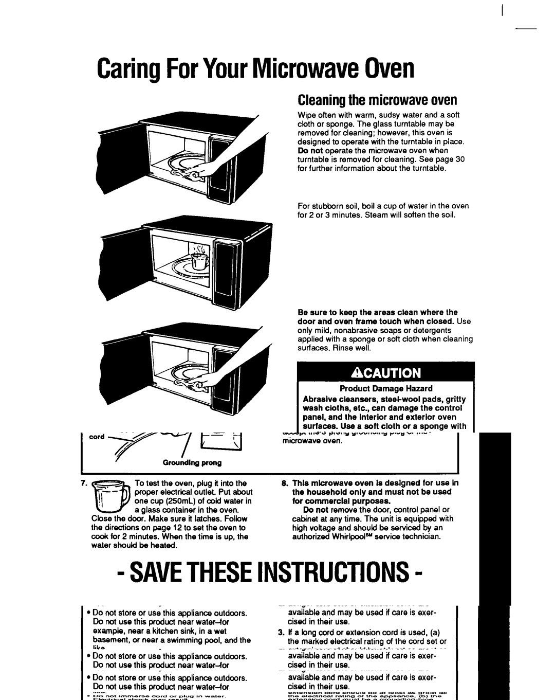 Whirlpool MT6900XW manual CaringForYourMicrowaveOven, Cleaningthemicrowaveoven, To clean turntable and turntable support 