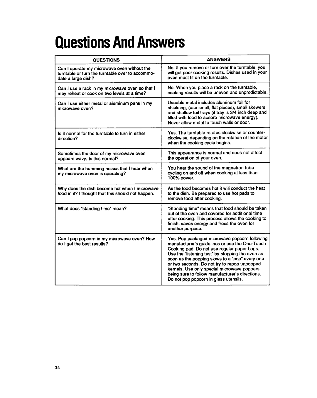 Whirlpool MT6900XW manual QuestionsAndAnswers, Questionsanswers 