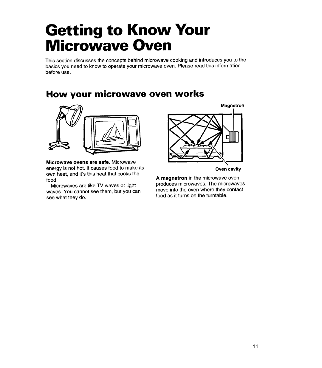 Whirlpool MT7116XD, MT7078XD, MT7118XD Getting to Know Your Microwave Oven, How your microwave oven works 