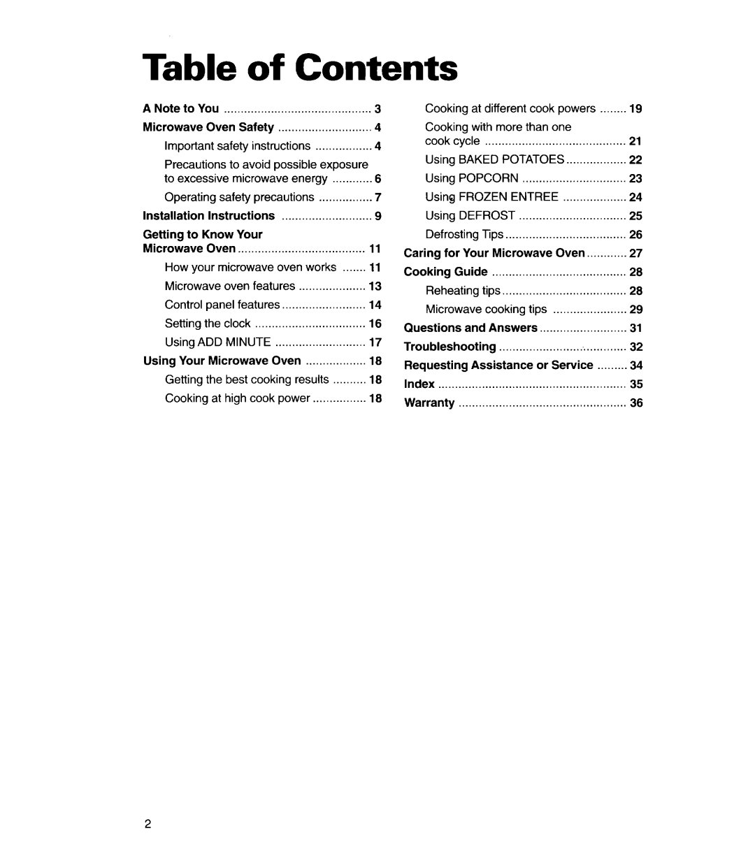 Whirlpool MT7116XD, MT7078XD, MT7118XD installation instructions Contents 