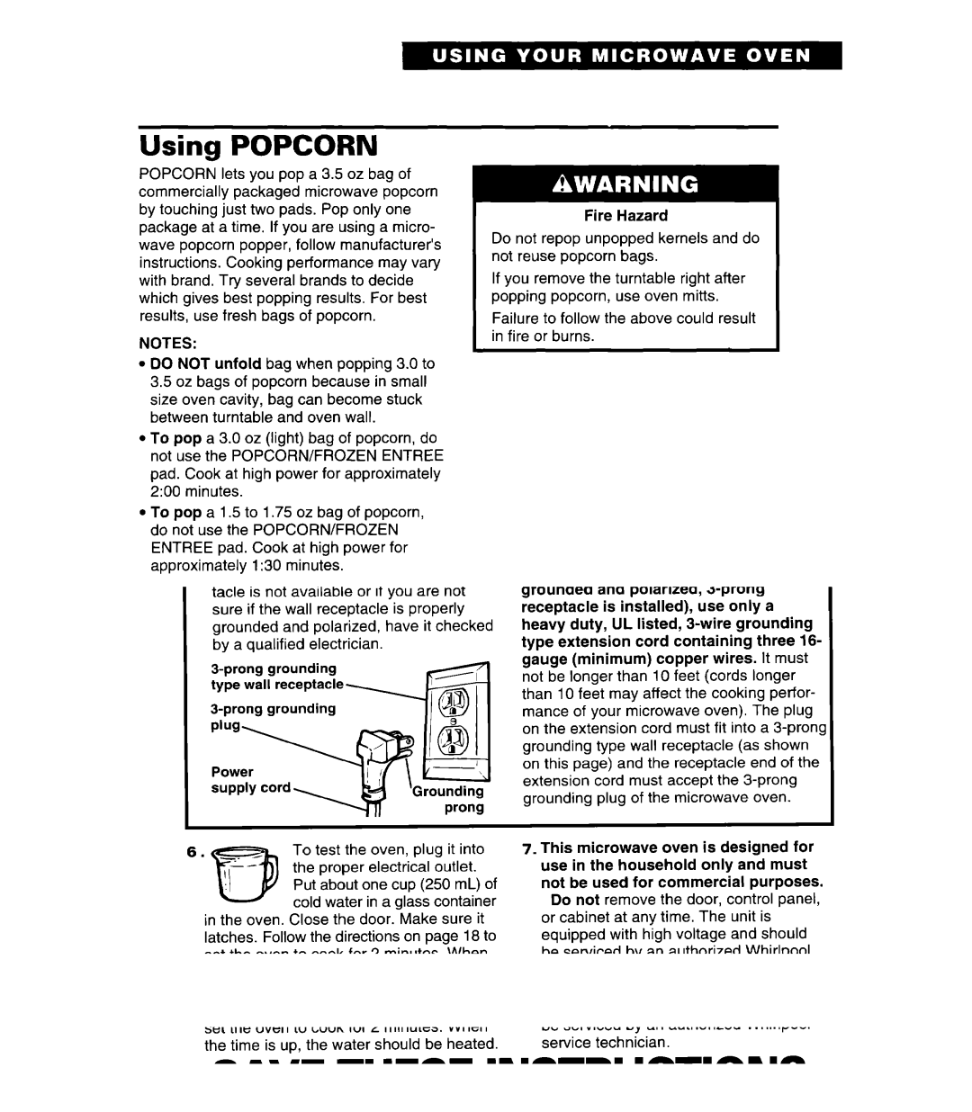 Whirlpool MT7116XD, MT7078XD, MT7118XD installation instructions Using Popcorn, Igpc 