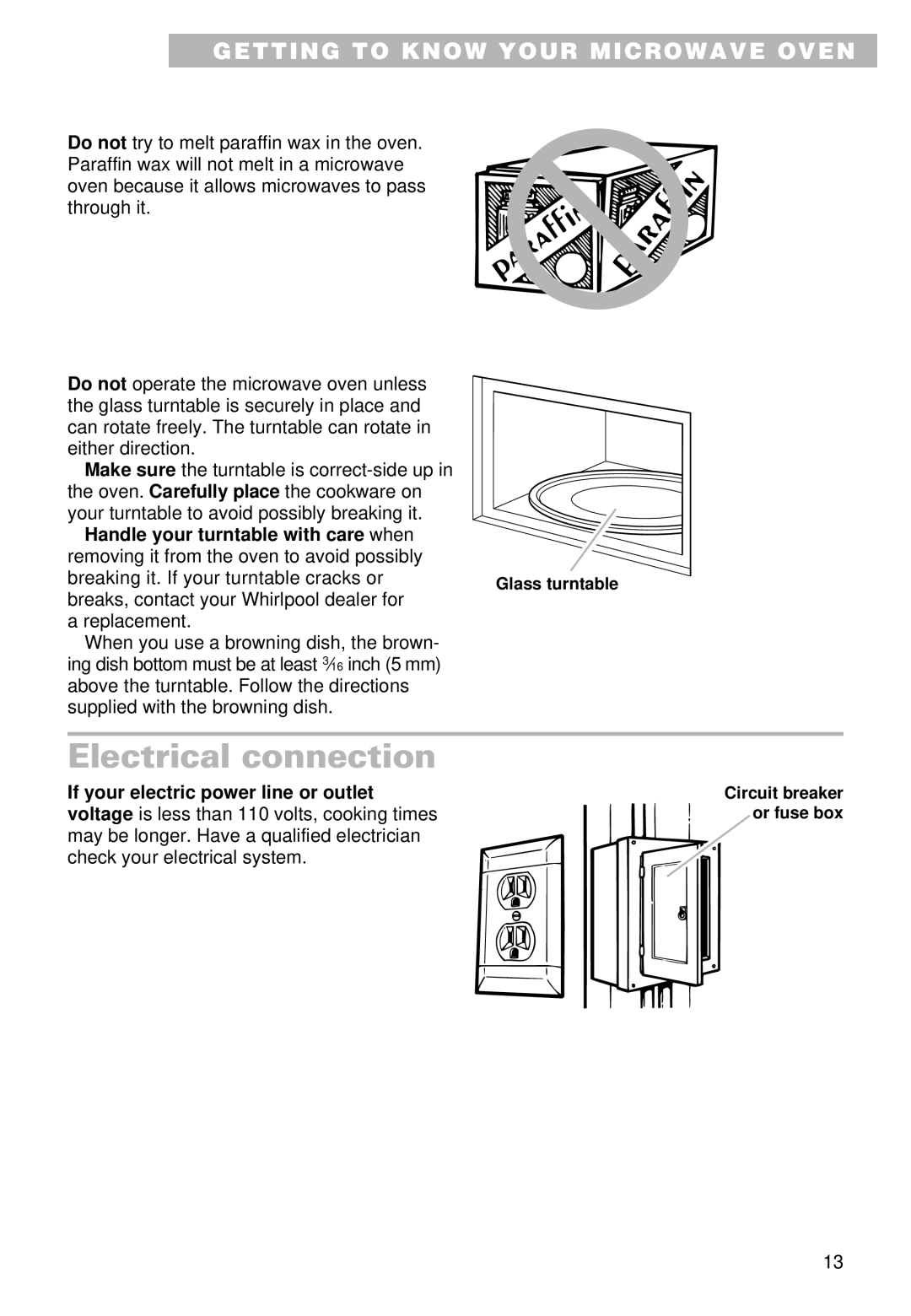 Whirlpool MT9100SF, YMT9101SF, YMT9090SF installation instructions Electrical connection 