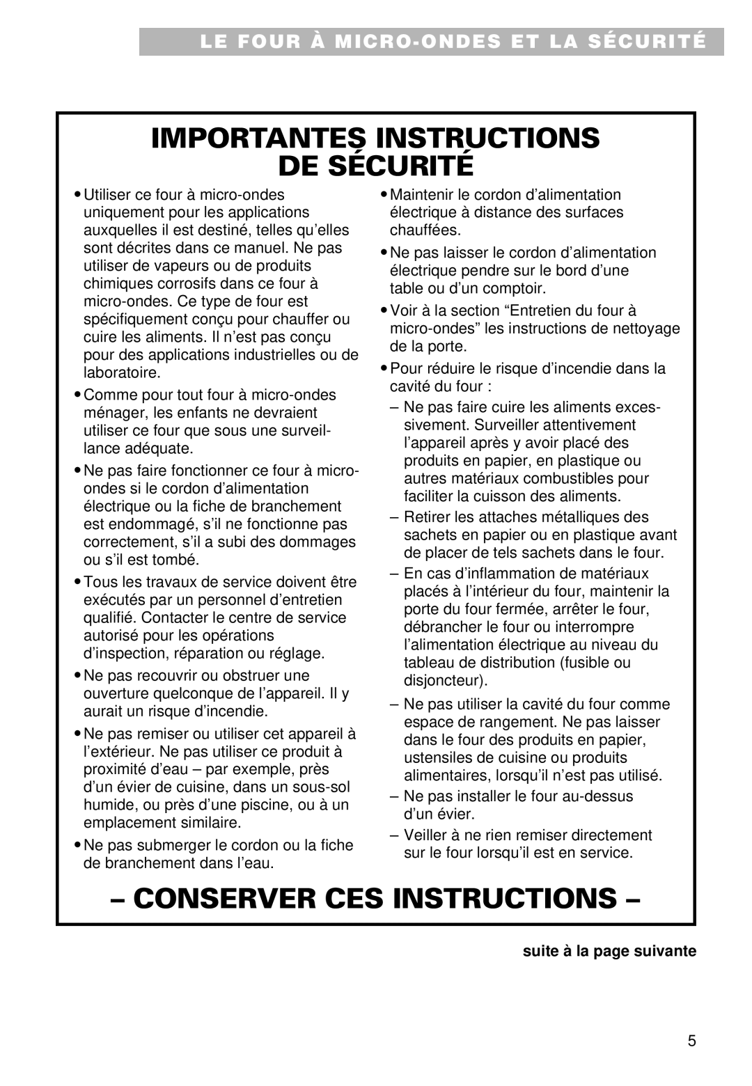 Whirlpool MT9100SF, YMT9101SF, YMT9090SF installation instructions Suite à la page suivante 