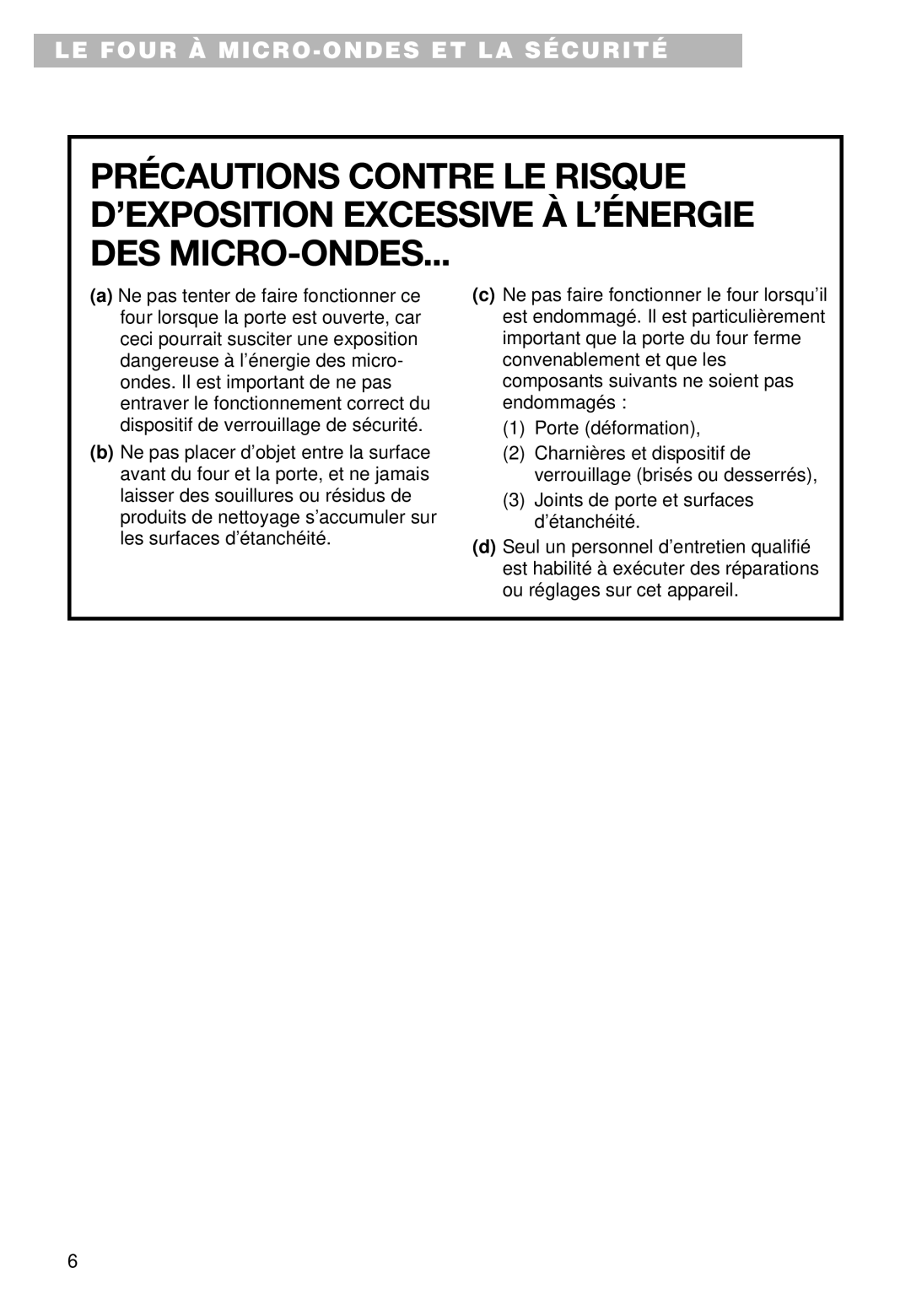 Whirlpool YMT9101SF, MT9100SF, YMT9090SF installation instructions LE Four À MICRO-ONDES ET LA Sécurité 