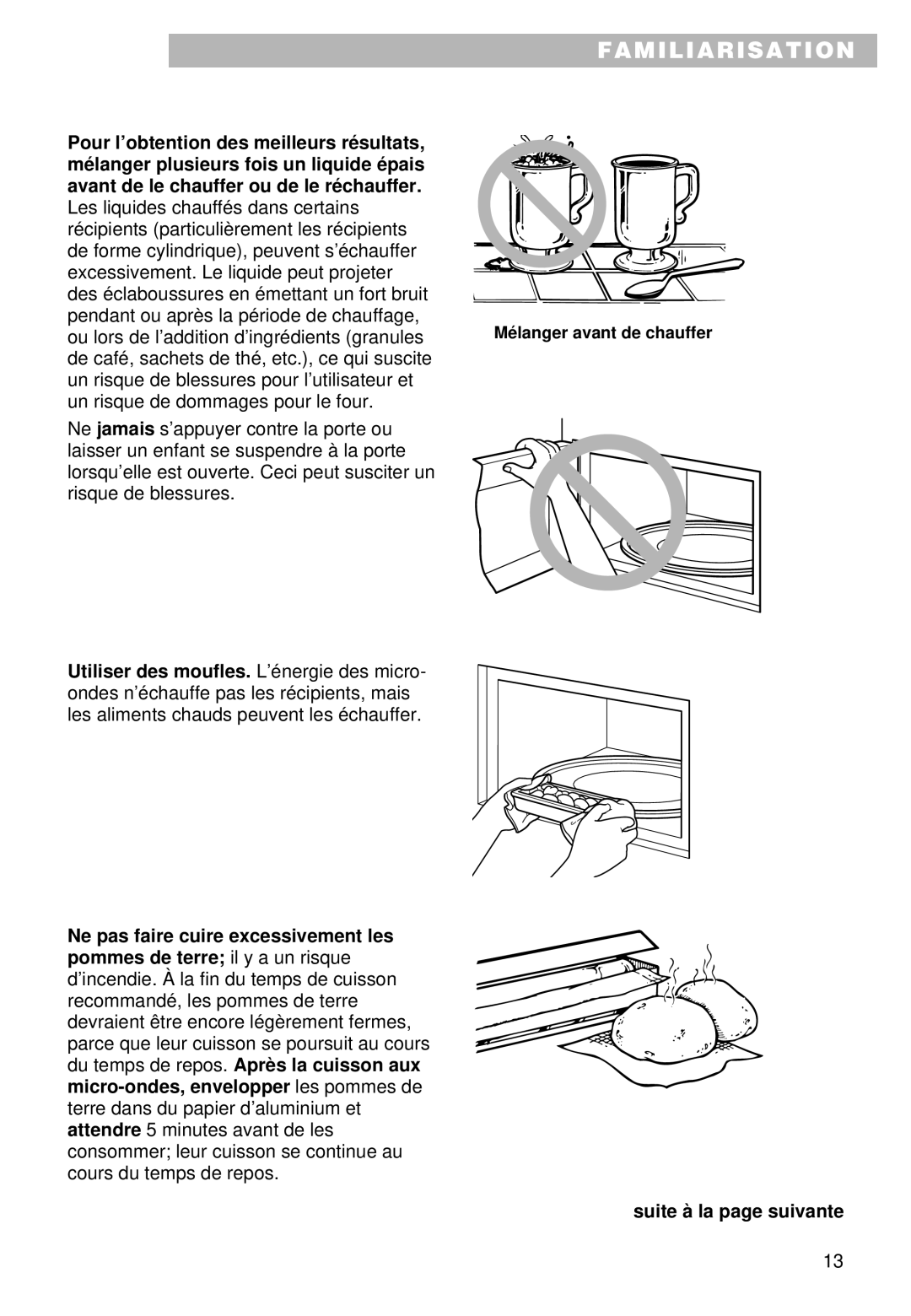 Whirlpool MT9100SF, YMT9101SF, YMT9090SF installation instructions Mélanger avant de chauffer 