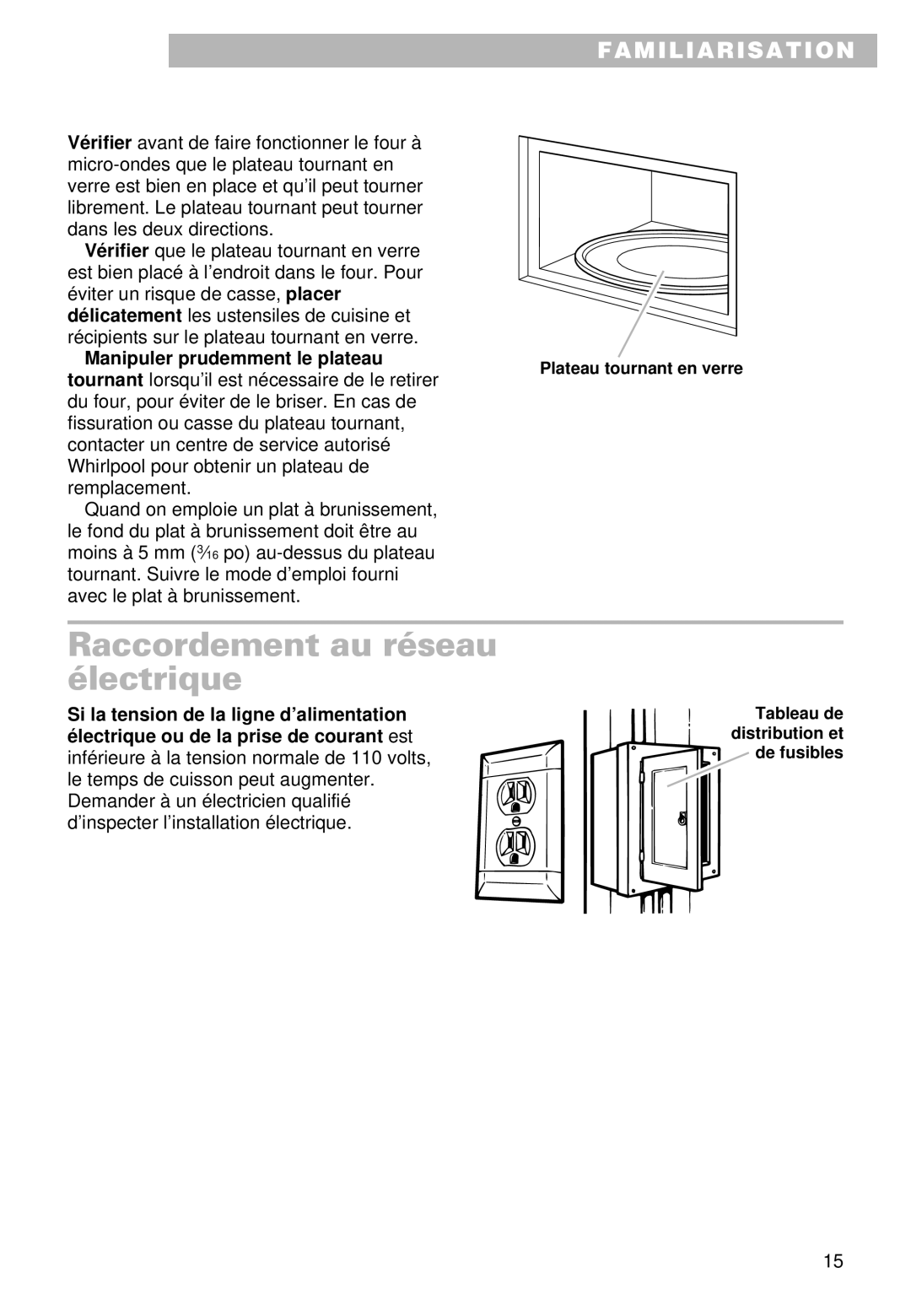 Whirlpool YMT9090SF, MT9100SF, YMT9101SF installation instructions Raccordement au réseau électrique 