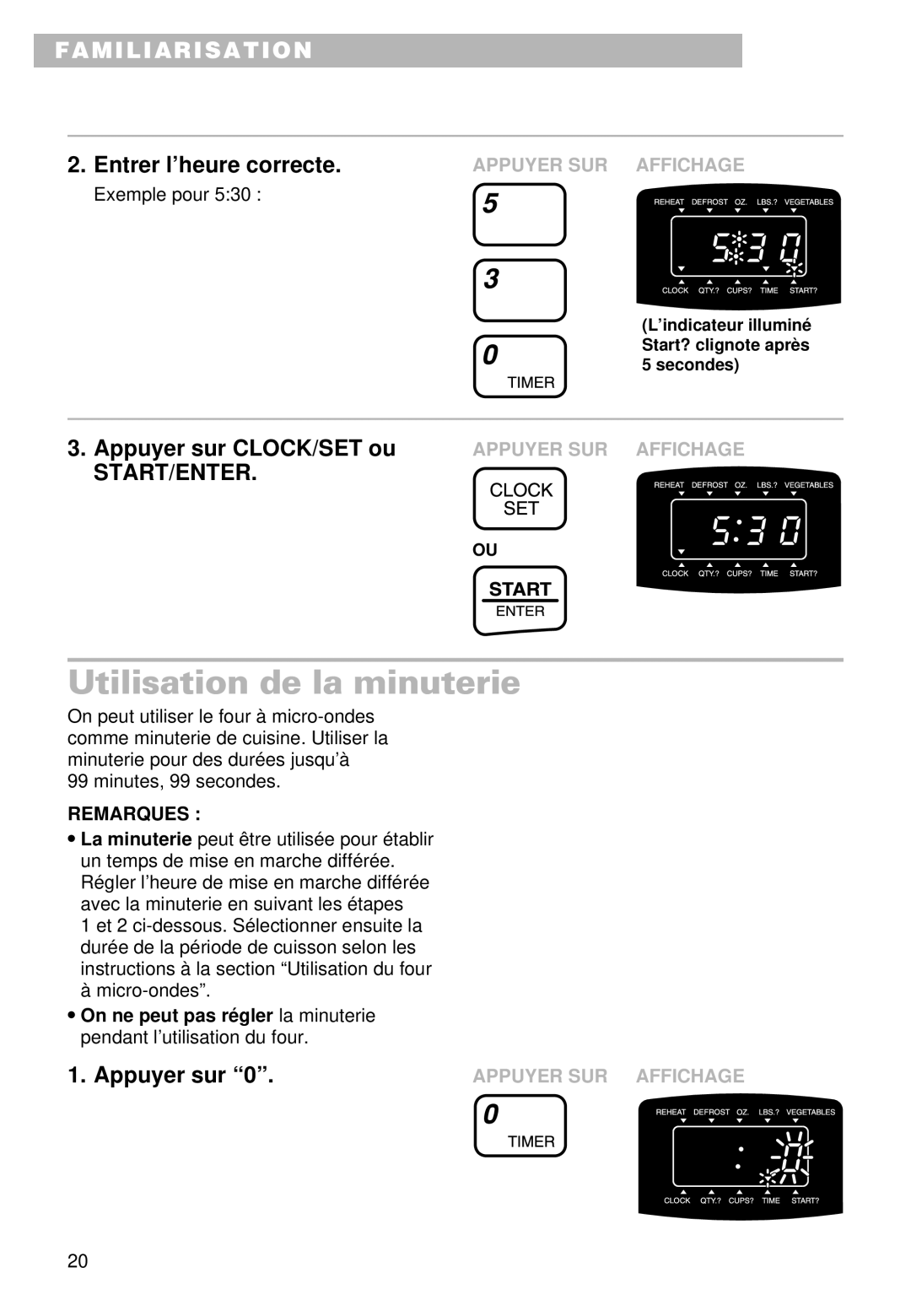 Whirlpool MT9100SF, YMT9101SF, YMT9090SF installation instructions Utilisation de la minuterie 