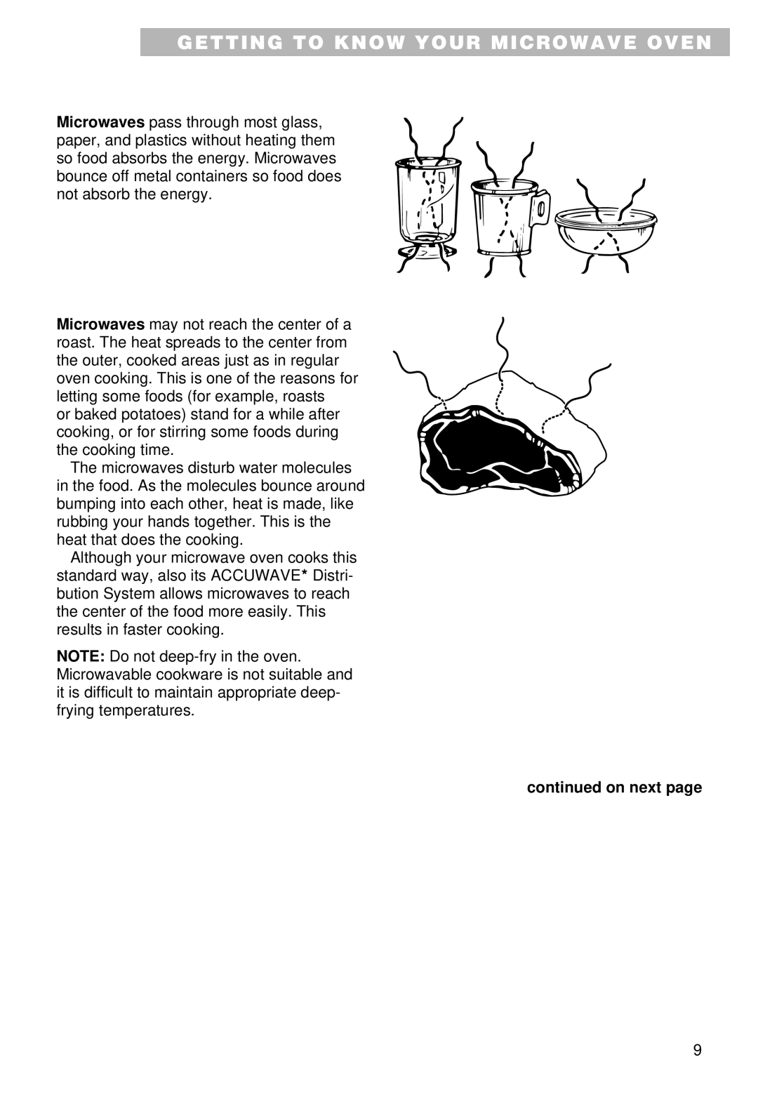 Whirlpool MT9100SF, YMT9101SF, YMT9090SF installation instructions Getting to Know Your Microwave Oven, On next 