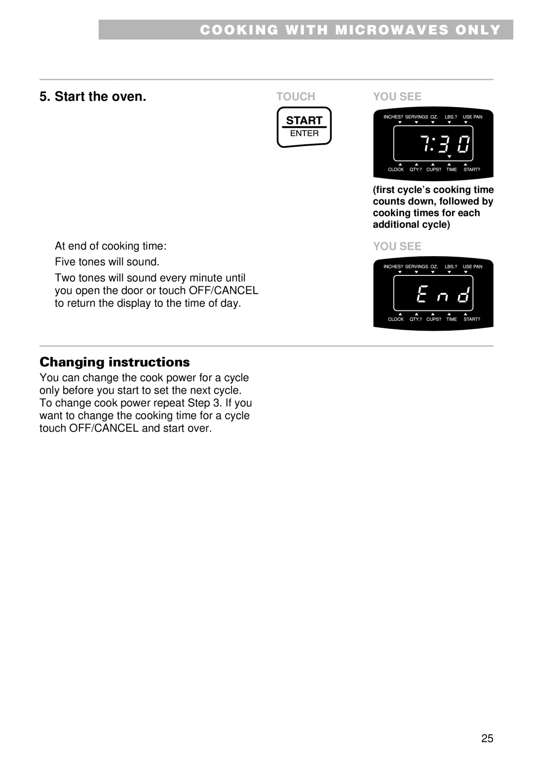 Whirlpool YMT9102SF, YMT9092SF installation instructions Changing instructions 