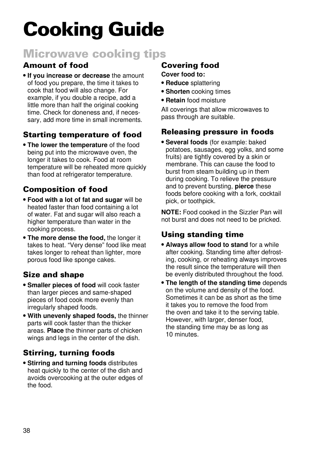 Whirlpool YMT9092SF, YMT9102SF installation instructions Cooking Guide, Microwave cooking tips 