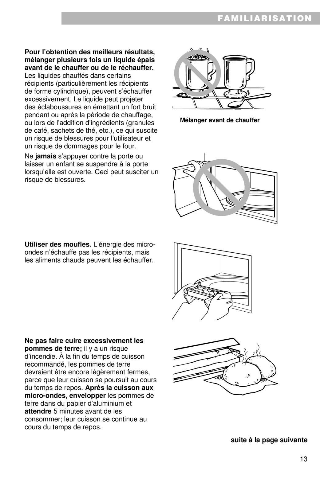 Whirlpool YMT9102SF, YMT9092SF installation instructions Mélanger avant de chauffer 