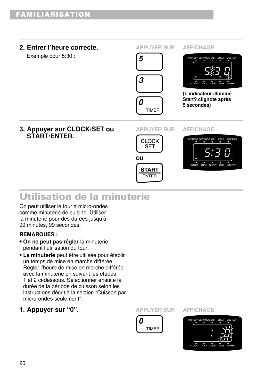 Whirlpool YMT9092SF, YMT9102SF installation instructions Utilisation de la minuterie 