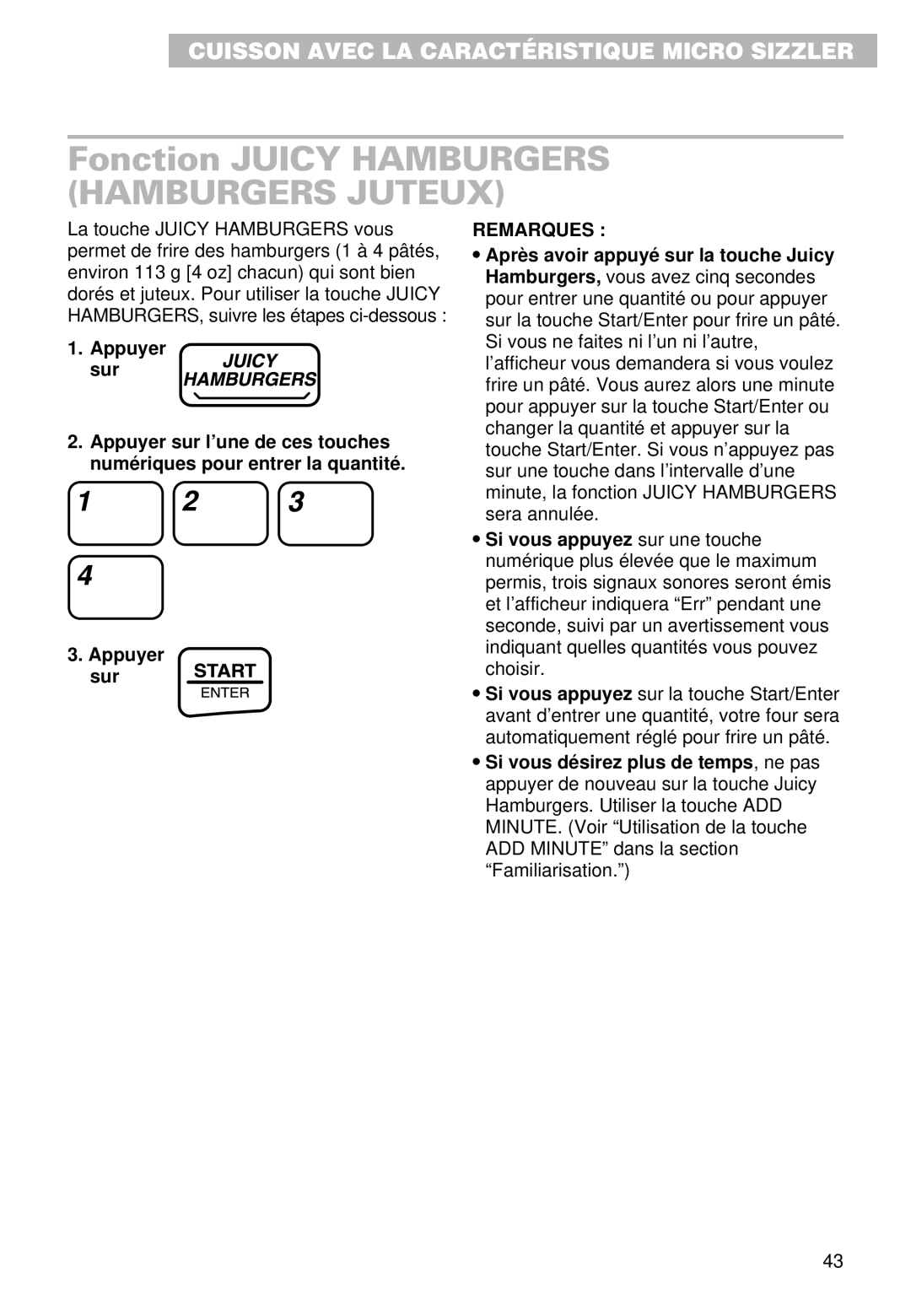 Whirlpool YMT9102SF, YMT9092SF installation instructions Fonction Juicy Hamburgers Hamburgers Juteux 