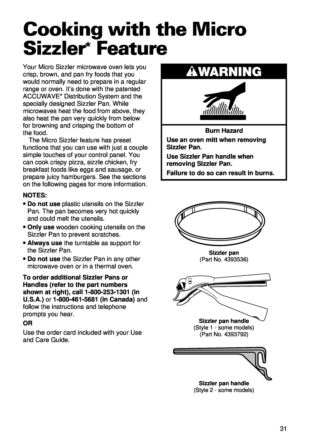 Whirlpool YMT9102SF, YMT9092SF installation instructions Cooking with the Micro Sizzler* Feature, wWARNING 