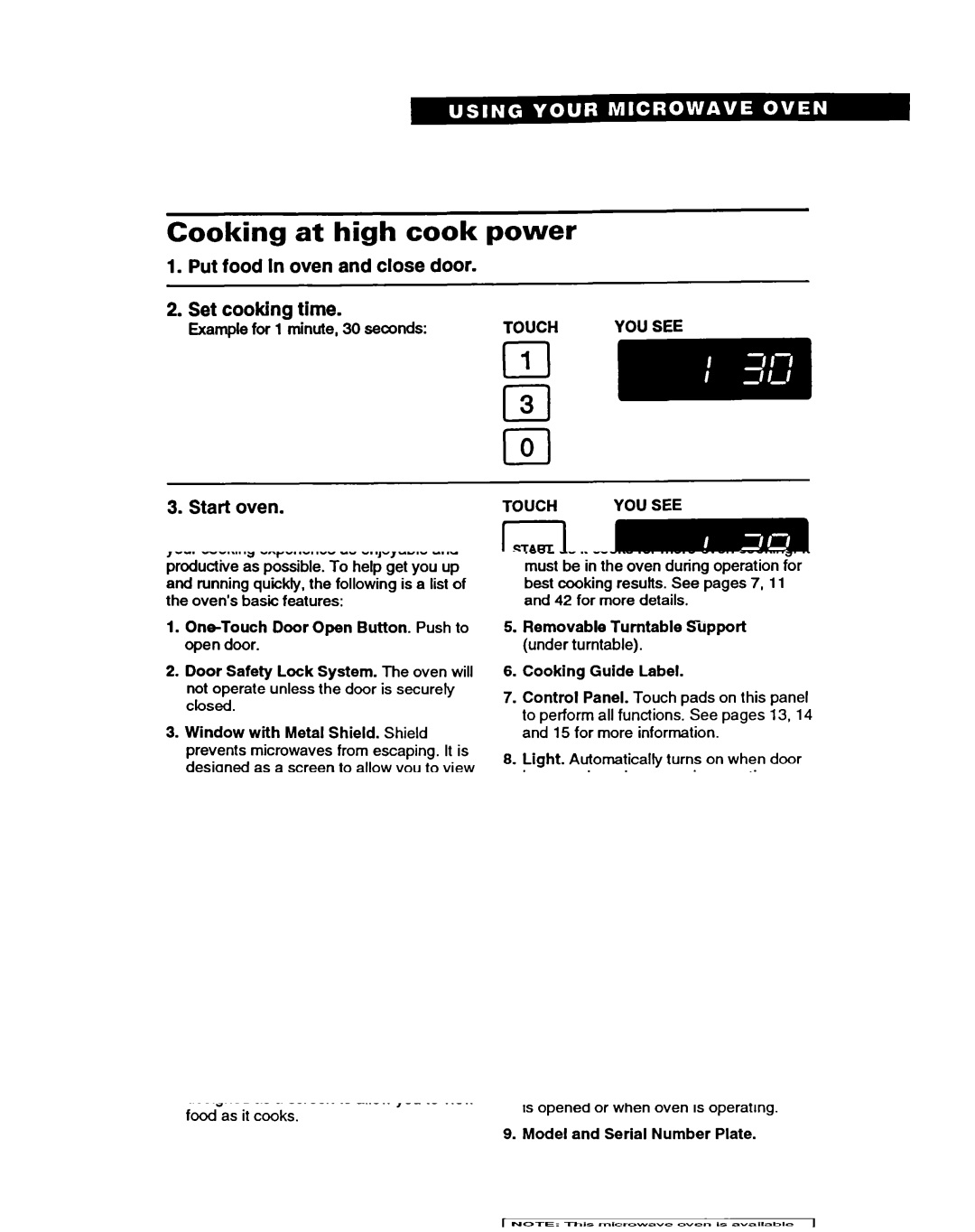 Whirlpool MT9160XBB warranty Cooking at high cook power, YOU see 