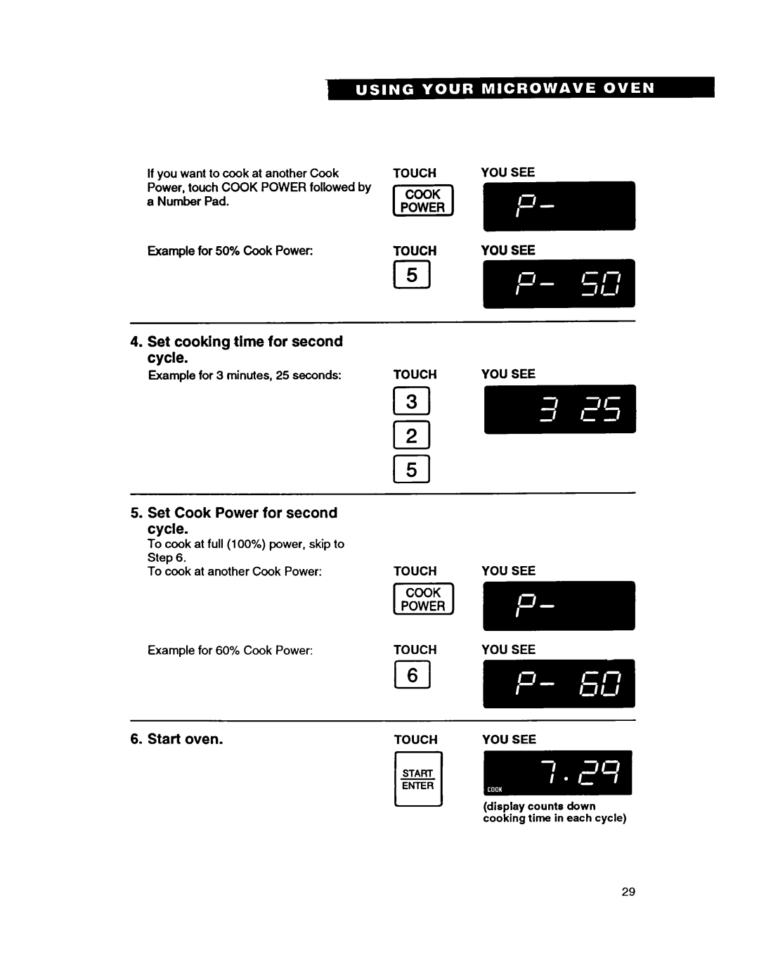 Whirlpool MT9160XBB warranty Set cooking time for second cycle 