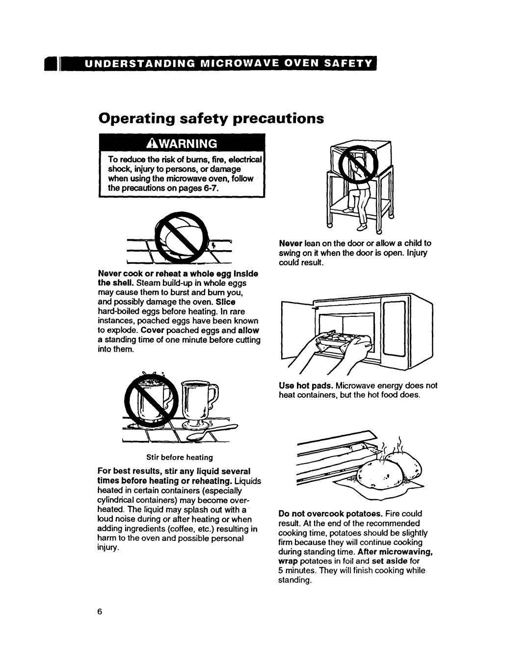 Whirlpool MT9160XBB warranty Operating safety precautions 